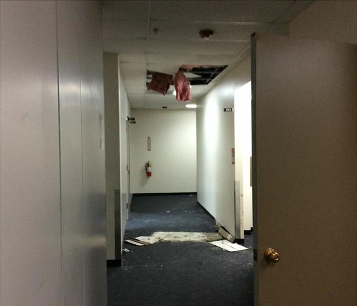 Ceiling caved in.